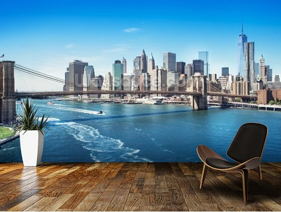 Пользовательские фото обои Нью-Йорк Бруклинский мост Skyline 3d стереоскопические