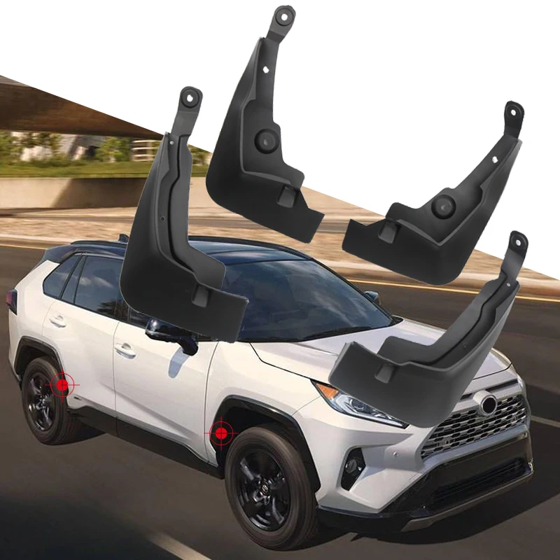 

Car Styling 4PCS Front&Rear Plastic Molded Splash Guards Mud Fender Mud Flaps For Toyota RAV4 2019 2020