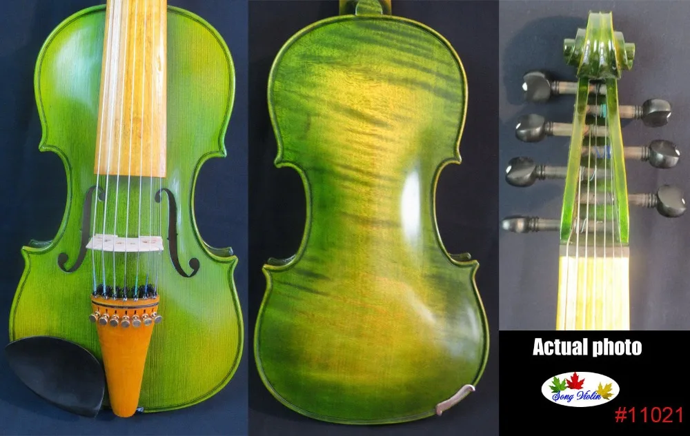 Скрипка ручной работы в стиле ремешка зеленого цвета 7 струн 4/4 отличный звук