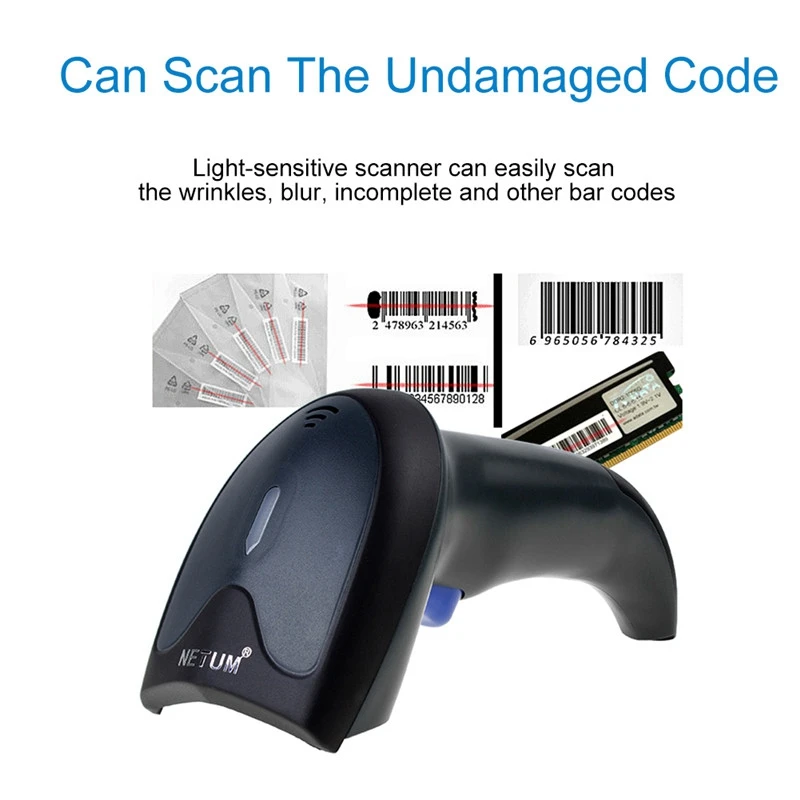 Netum W3 Wired Ccd Barcode Scanner Red Light One-Dimensional Scan Screen Stained Code | Компьютеры и офис