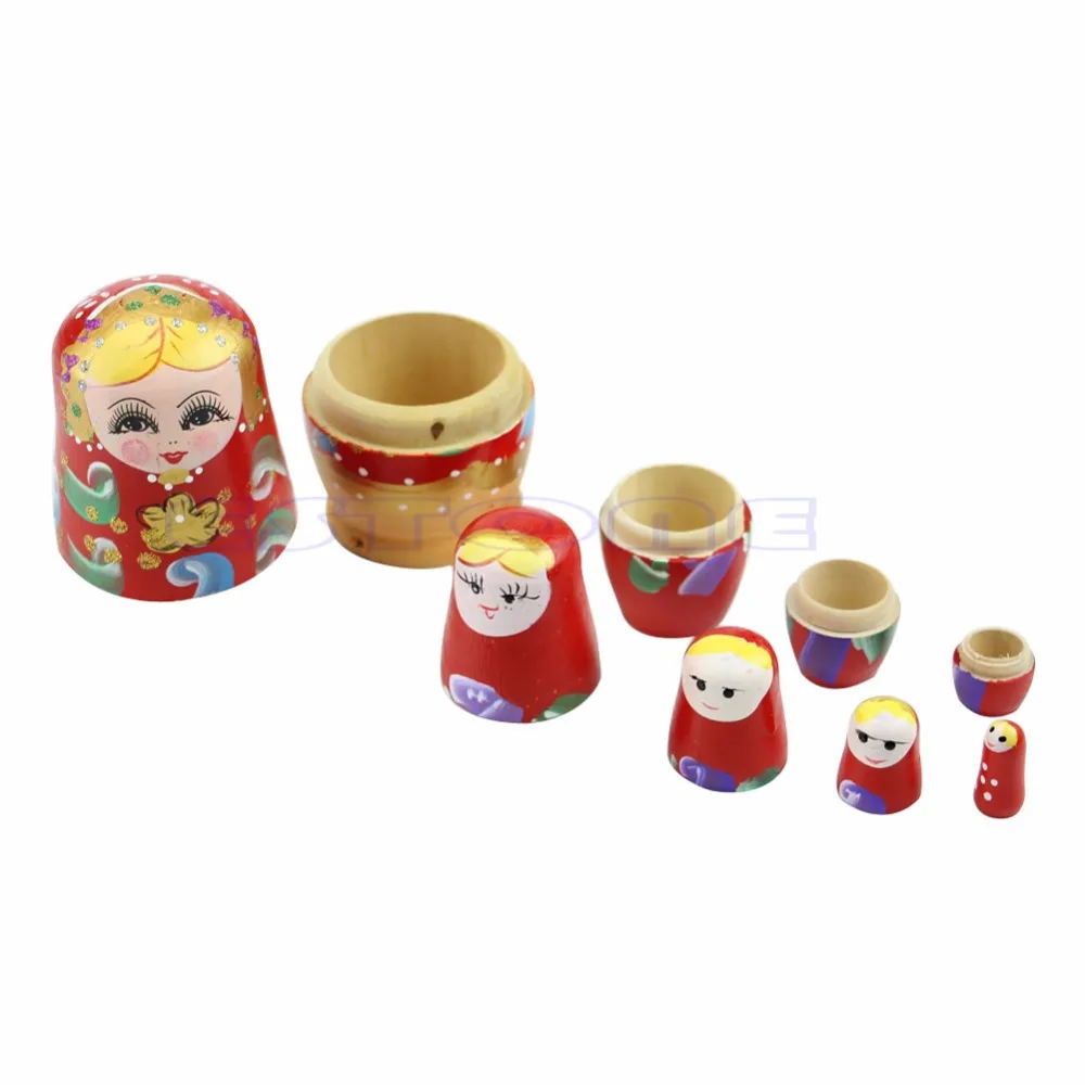 

5Pcs/set Wooden Matryoshka Doll Pink Wooden Russian Nesting Dolls Gift Matreshka Handmade Crafts for Girls Christmas Gifts