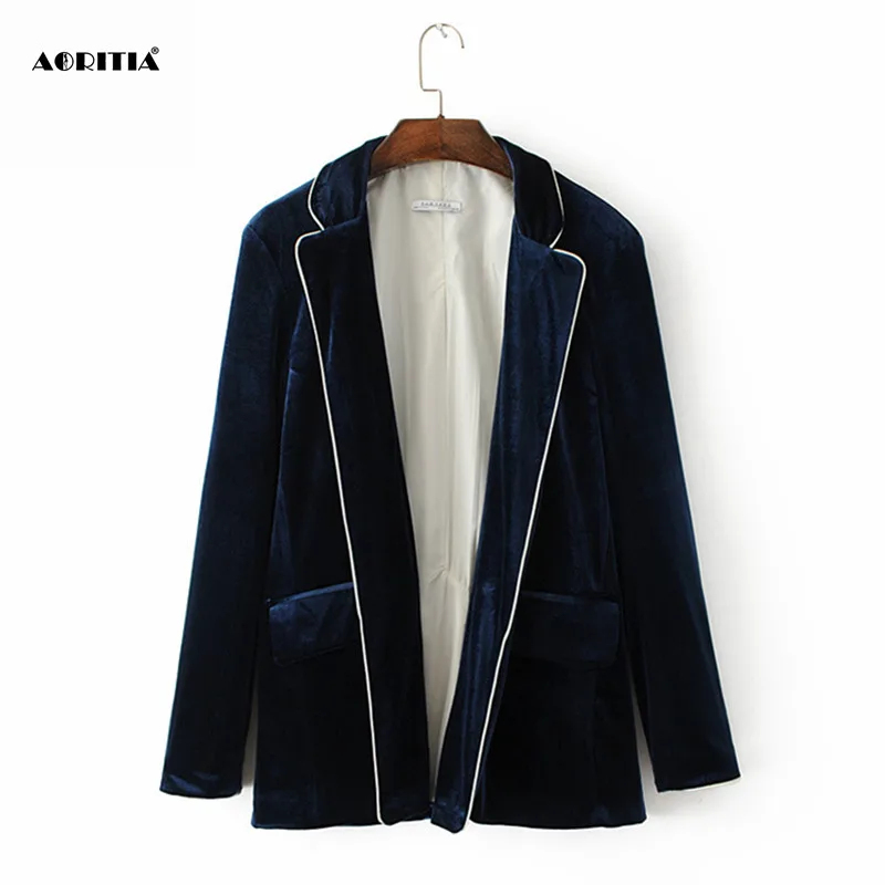 2017 Женский Новый Повседневный бархатный блейзер с длинным рукавом костюм