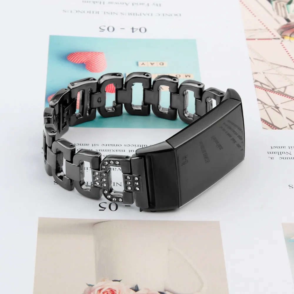 Для Fitbit Charge 3 Band, цинковый сплав, металлический ремешок на запястье, замена, Серебряные стразы, браслет, ремень для Fitbit Charge 3