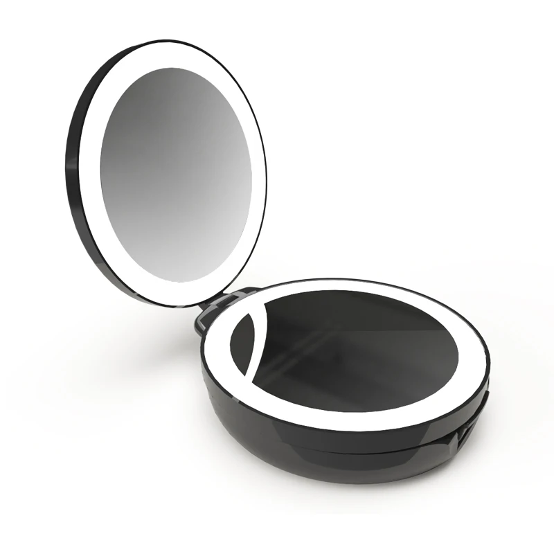 Мини светодиодное зеркало для макияжа 1X/5X Magnifing компактное ручное складное маленькое портативное карманное зеркало с аккумулятором или usb-кабелем для зарядки
