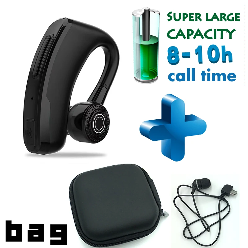 Voice command-B-bag V10 бизнес Bluetooth наушники Быстрая зарядка драйвер Handsfree наушники с микрофоном Голосовая команда Шумоподавление для всех телефонов - Цвет: Voice command-B-bag