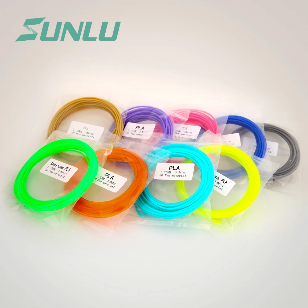 SUNLU 1 75 мм нить для пополнения 3d ручки с 100 м ABS/PLA/PCL опции 20 цветов * 5 метров в пакете