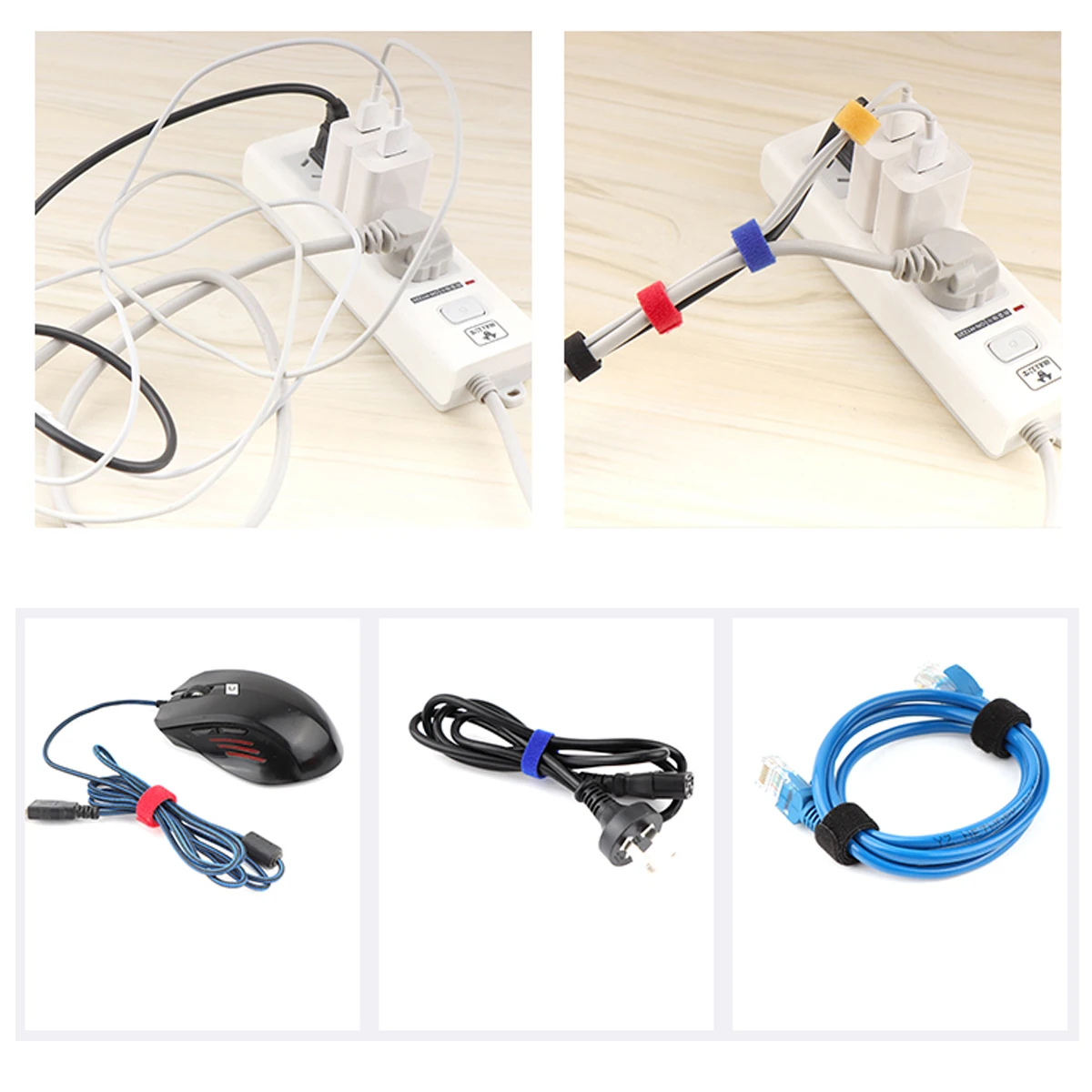 25 шт. многоразовых органайзеров проводов с застежками для управления кабелями на наушниках, телефонах и других устройствах.