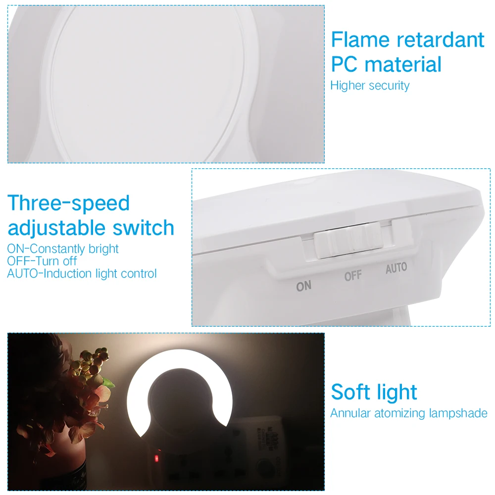 Умный индукционный светодиодный ночник комнасветильник освещение с вилкой
