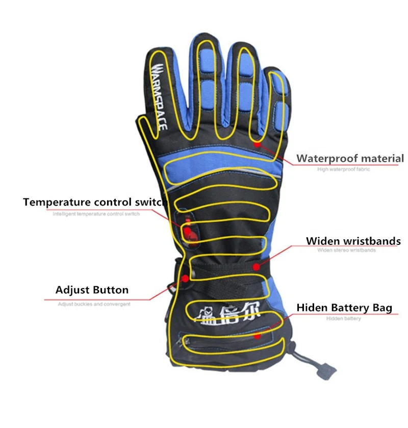 Winter Heated Gloves USB Hand Warmer Electric Thermal Gloves Rechargeable Battery Heated Gloves Cycling Bicycle Ski Gloves