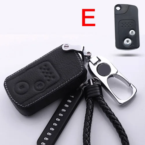 black Чехол для ключей автомобиля из натуральной кожи для Honda Accord Civic City Vezel CRZ CRV URV XRV HRV FIT JADE Брелоки металлические брелоки - Название цвета: black
