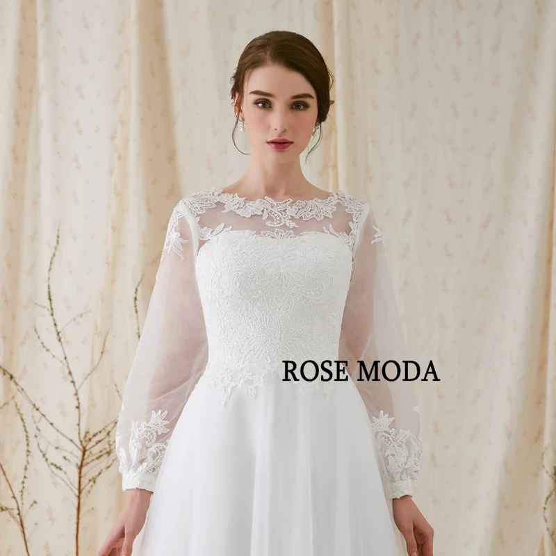 Роза Moda с длинным рукавом свадебное платье спинки свадебное es кружево на заказ Реальные фотографии