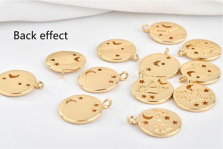 12 созвездий медное покрытие 18K подвеска из золотых монет diy серьги ожерелье материал аксессуары