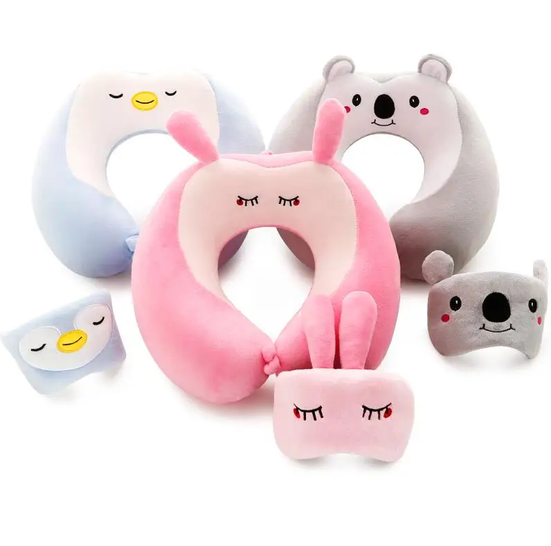 Удобная подушка для путешествий с мультяшным животным u образной формы памятью