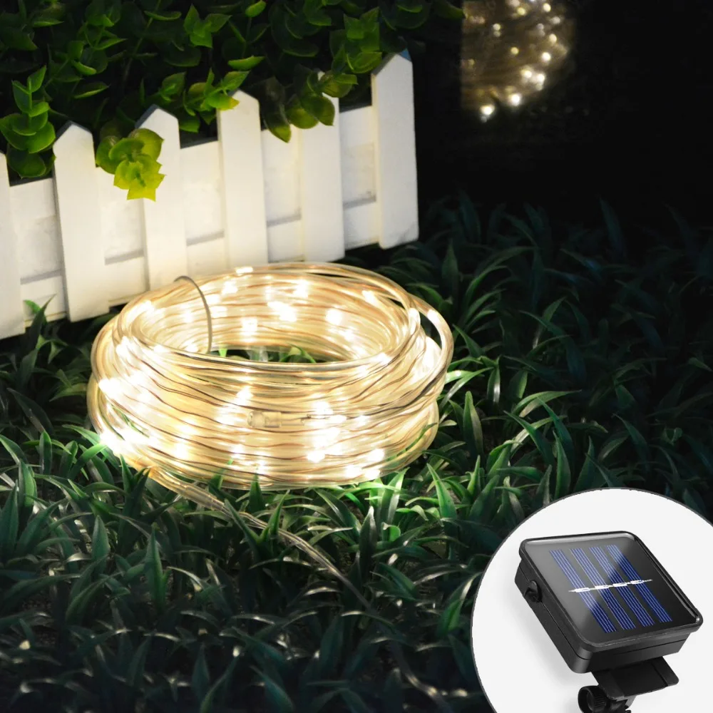 Солнечная перезаряжаемая гирлянда 10 м 100 LED медная проволока наружный Сказочный