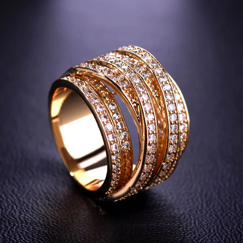 Женский комплект из кольца и серёг Blucome меди с фианитом в форме Зубцов украшение