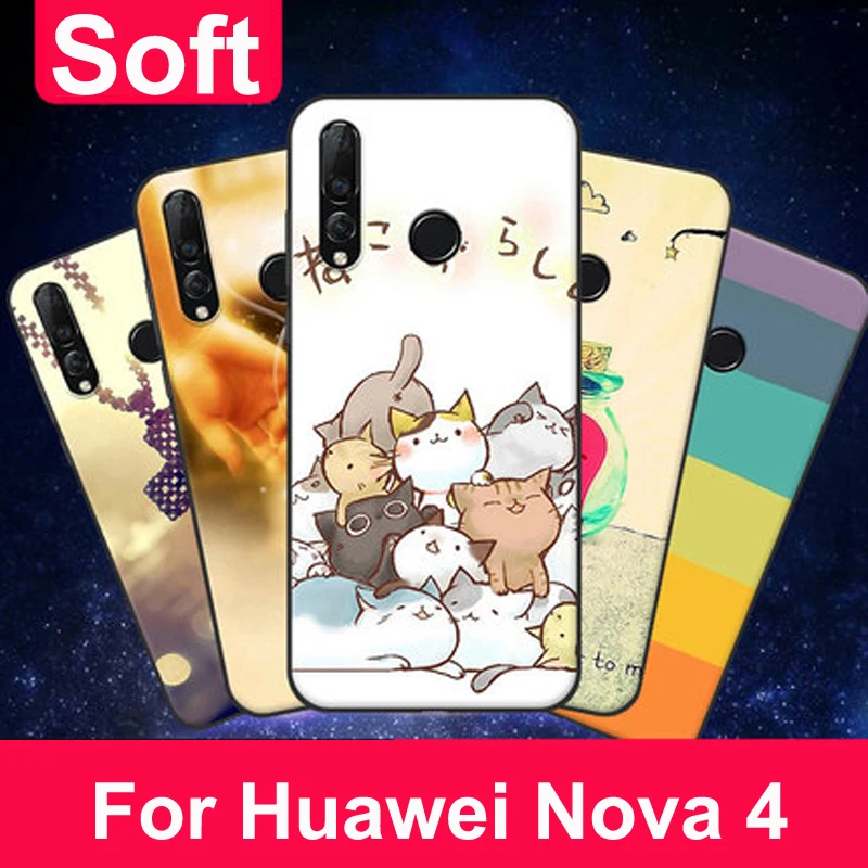 

Чехол для Huawei Nova 4 Nova4, мягкий силиконовый чехол с мультяшным котом для телефона Huawei Nova 4 VCE-AL00, защитный чехол