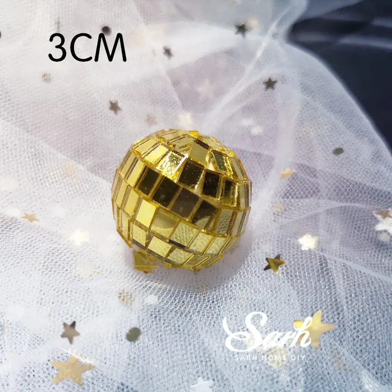 2pc 3cm mirror balls Желтый инженерный автомобиль коллекция Торт Топперы экскаватор украшения день рождения принадлежности для выпечки мальчик дети милые подарки - Цвет: 2pc 3cm mirror balls