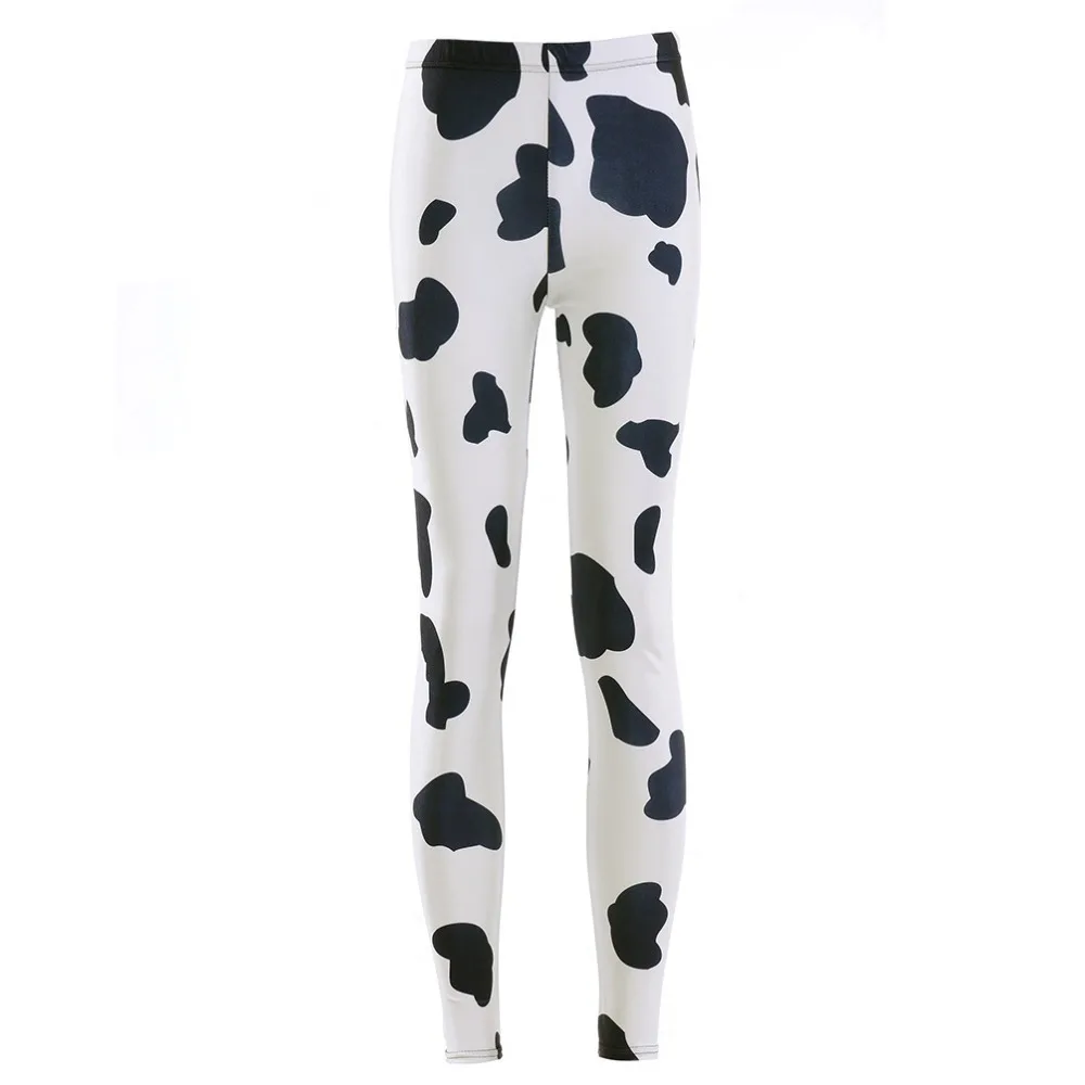 HOT Women Fashion 3D Leggings Digital Printing Cow with black spots Milk Vintage Plus Size Free shipping | Женская одежда