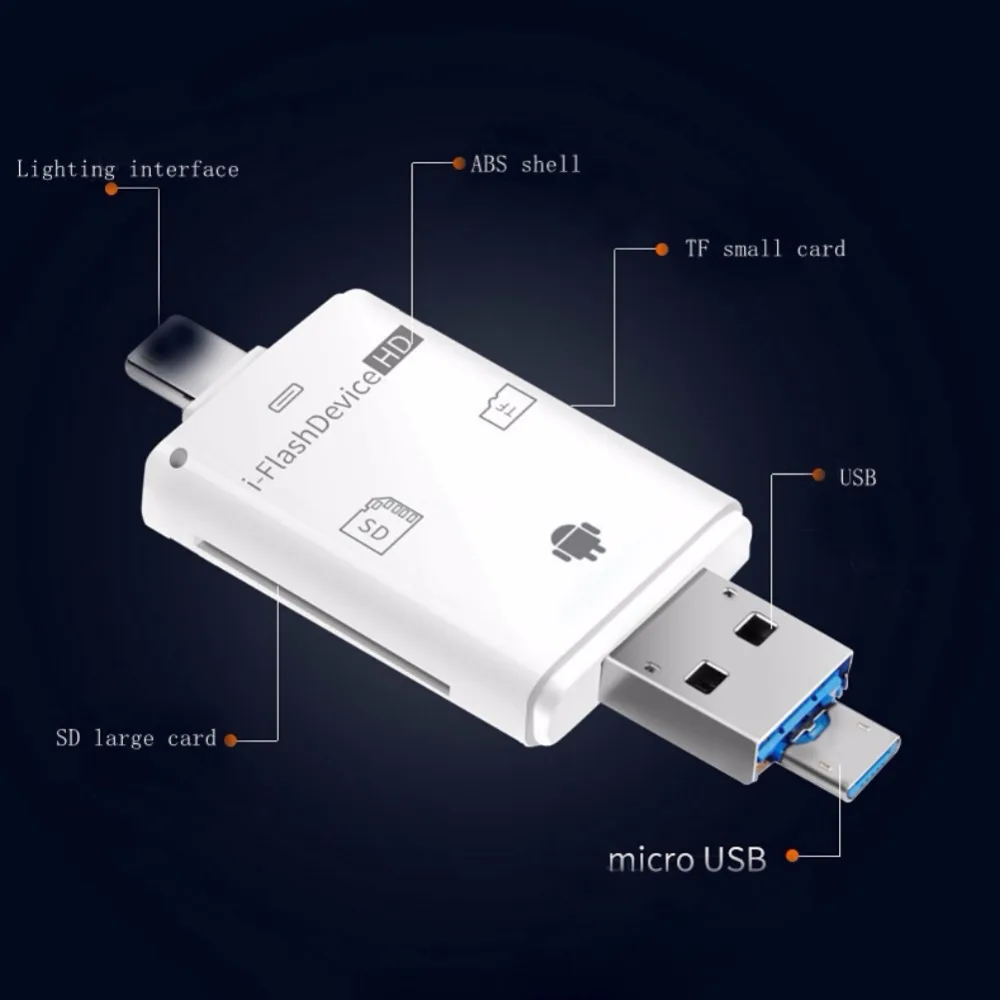 EDAL 3 в 1 многофункциональный считыватель карт памяти Micro SD для Iphone X 6S 7 8 plus флеш
