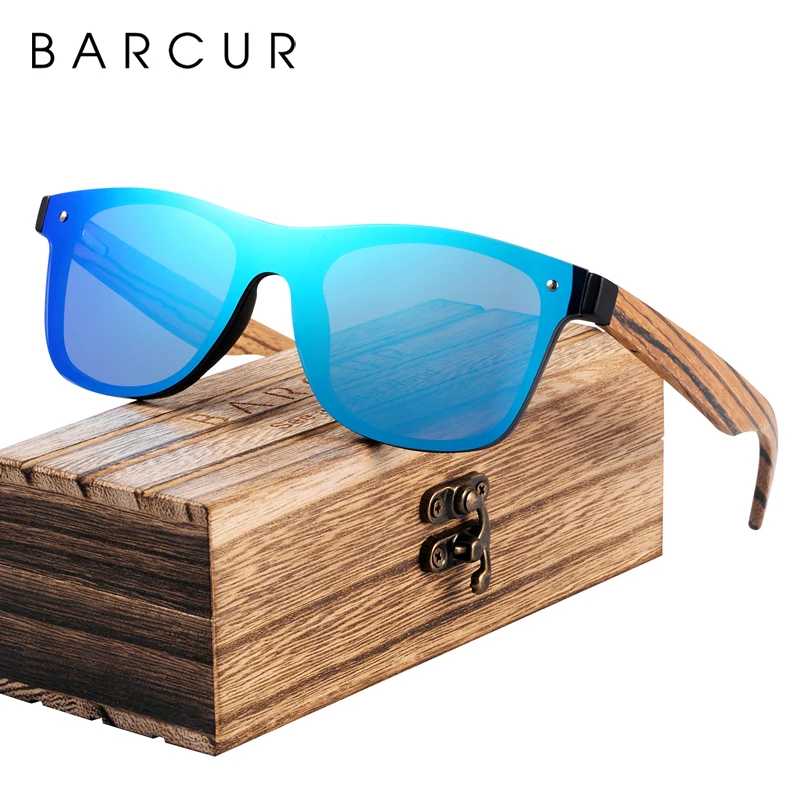 BARCUR Новая мода оттенки солнечные очки из дерева зебрано мужские UV400 защита