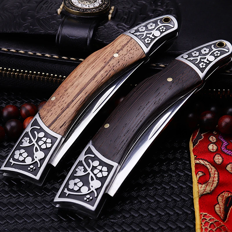 2021 New Free Shipping Outdoor Wood Handle Tactical Folding Knife High Hardness Wilderness Camping Survival Hunting Knives Tools |