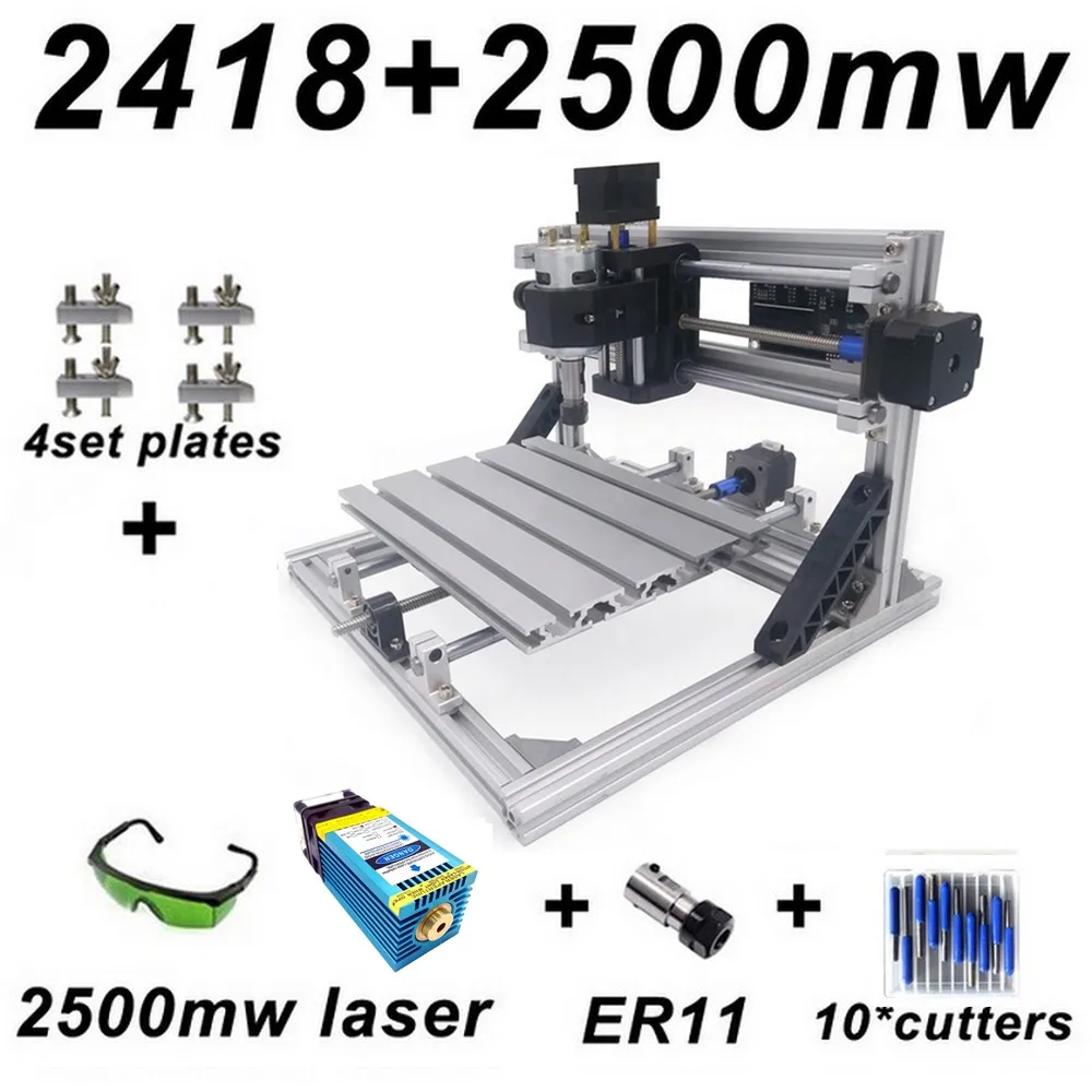 2418 and 2500mw Head 15 Вт CNC2418 синий лазерный гравировальный станок с 500 МВт 2500 мвт 5500 МВт 15000 МВт головка резьба по дереву машина акрил PCB PVC - Цвет: 2418 and 2500mw Head