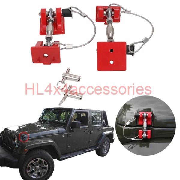 2 шт. Замок капота из алюминиевого сплава для JEEP Wrangler 2007- Автомобильный капот безопасности защелки замок комплект для Jeep