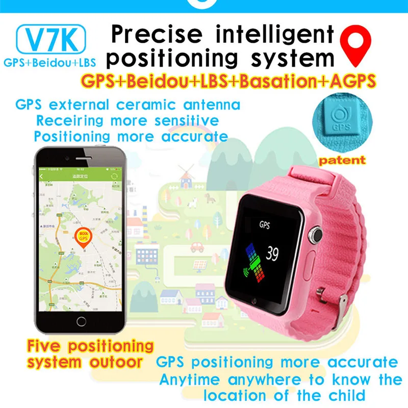 Детские Смарт-часы Slimy с GPS для мальчиков и девочек V7K водонепроницаемые детские