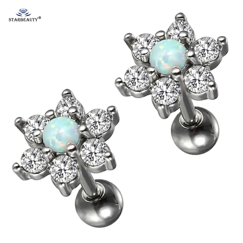 Серьги гвоздики с опалом Starbeauty 1 2 х6 мм 16 г шт./лот|Украшения для тела| |