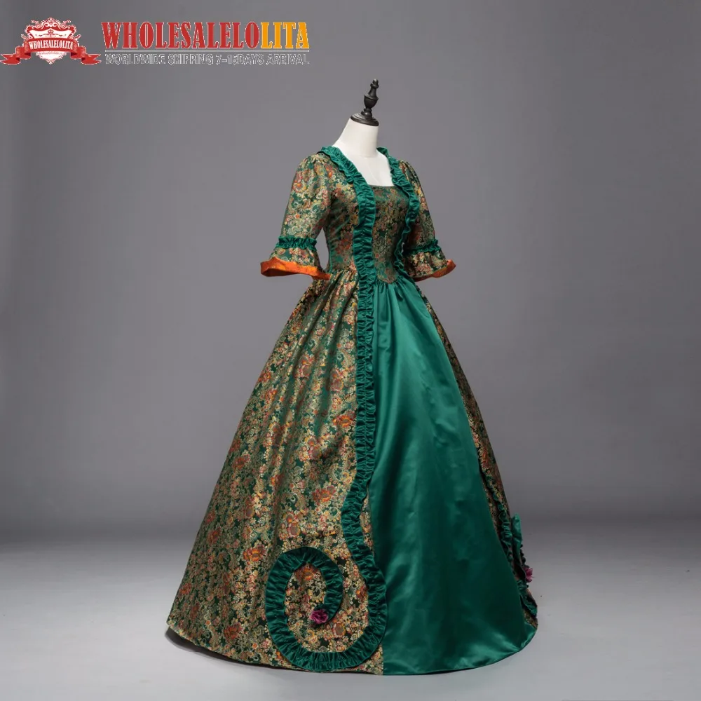 Зеленые платья Marie Antoinette Renaissance бальное платье Театральный Костюм Rococo|costume