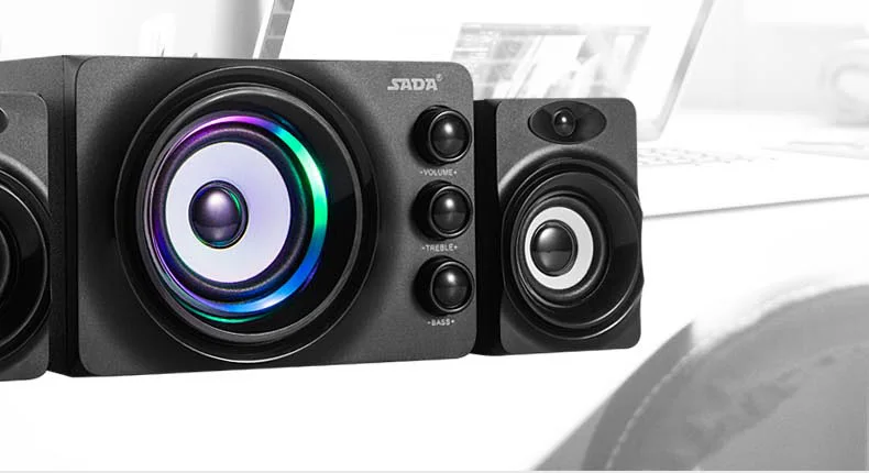 SADA Q2 Bluetooth светодиодный мигающий светильник стерео Бас компьютерный USB динамик PC деревянный динамик s TF карта USB флеш-накопитель 3D сабвуфер
