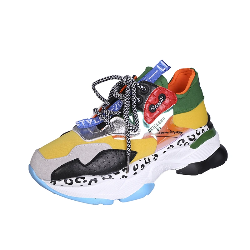 Lace-up Rubber Ladies Running Shoes Flats Comfortable Platform Sneakers Women Casual Shoes Vulcanized Shoes Autumn Women Shoes