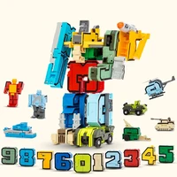 15pcs transformation robot assembling building blocks number deformation robot educational action figure toys for children gifts