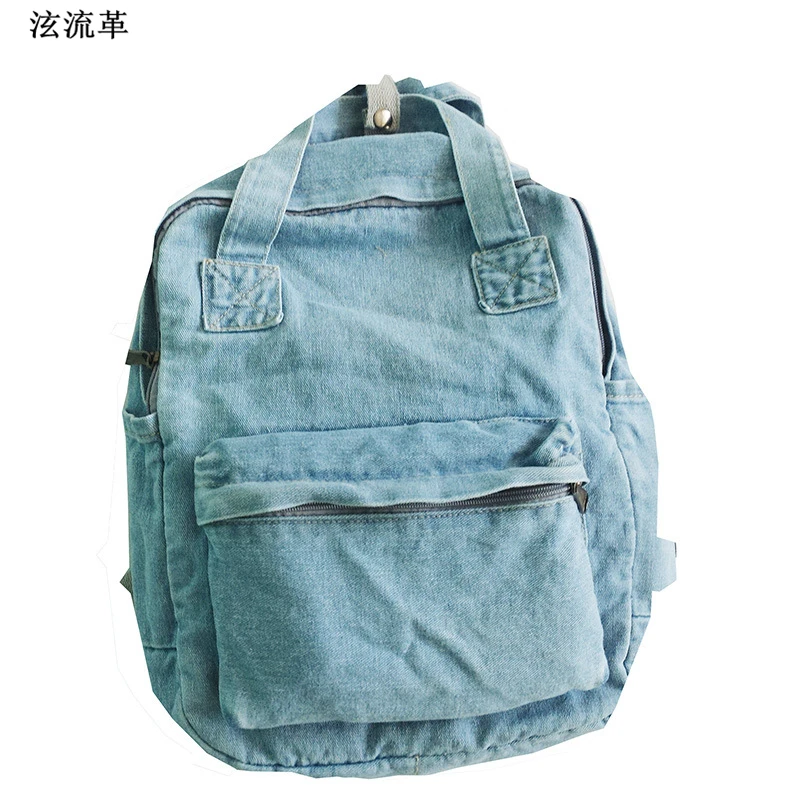 2017 модные женские туфли Джинсовый Рюкзак Унисекс дорожная сумка студент