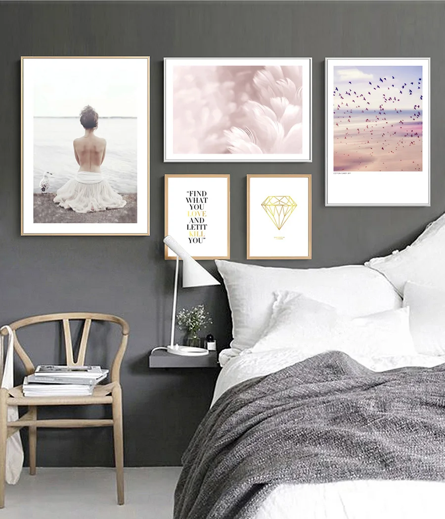 5 панелей скандинавские балетные женские холст искусство картина маслом