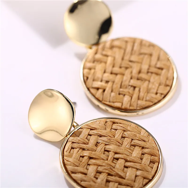 AY Ethnic Leopard Rattan Earrings For Women Handmade Bohemian Geometric Round Heart Dangle Boho Jewelry | Украшения и аксессуары
