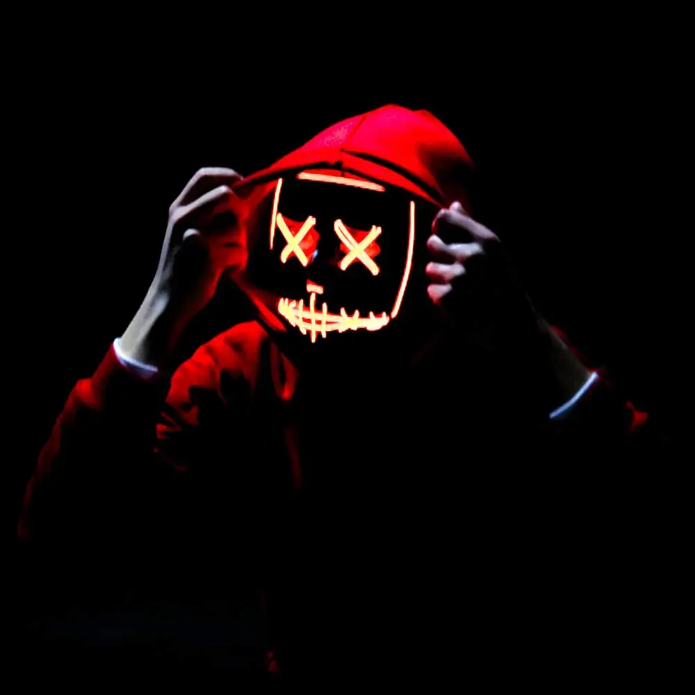 Halloween Mask EL Wire LED Scary for Festival Parties Costume Fakes Masquerades Light up V | Тематическая одежда и