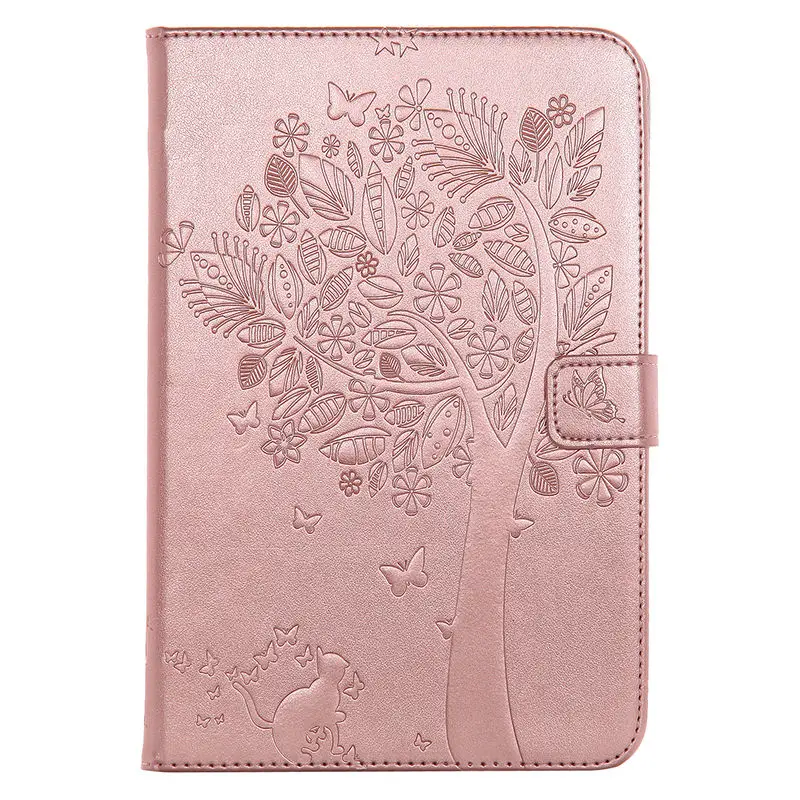 Rose gold Для Apple iPad mini4 чехол Высокое качество из искусственной кожи Флип Стенд кошка дерево шаблон чехол s для iPad mini 4 Чехол Funda кожа оболочка - Цвет: Rose gold
