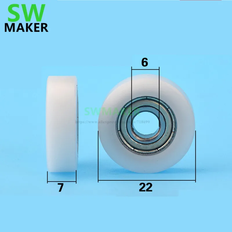 Колесо скольжения для дверей и окон SWMAKER 6*22*7 подшипник из углеродистой стали 696 |