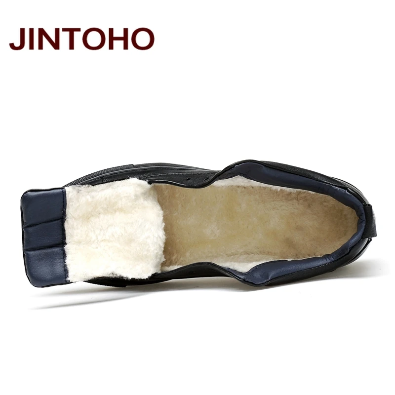 JINTOHO/; повседневные кожаные ботинки; Мужская обувь из натуральной кожи; модная мужская обувь; Зимние ботильоны; мужские ботинки; Зимняя мужская обувь