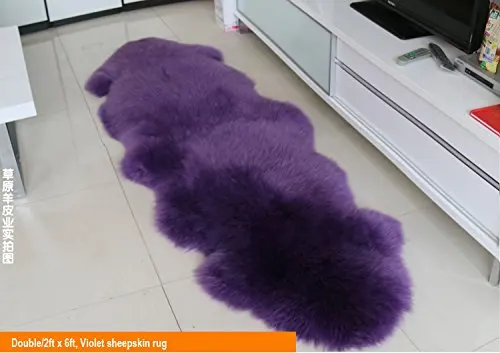 Violet Двойной ковер из натуральной овчины 2 P, ковер из настоящей овчины 2'x6', чехол для стула, подушка для сиденья, одеяло, 13 цветов, натуральный мех, коврик для дивана - Цвет: Violet