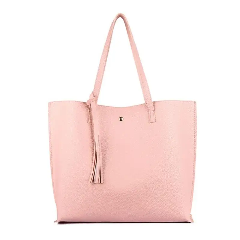 Однотонная модная женская сумка из синтетической кожи карамельного цвета на