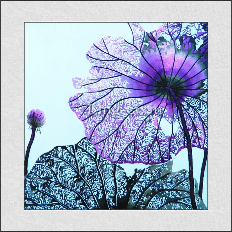 

Embroidery finished / Suzhou Classical Embroidery / Chinese traditional embroidery / Cross Stitch finished-Purple lotus