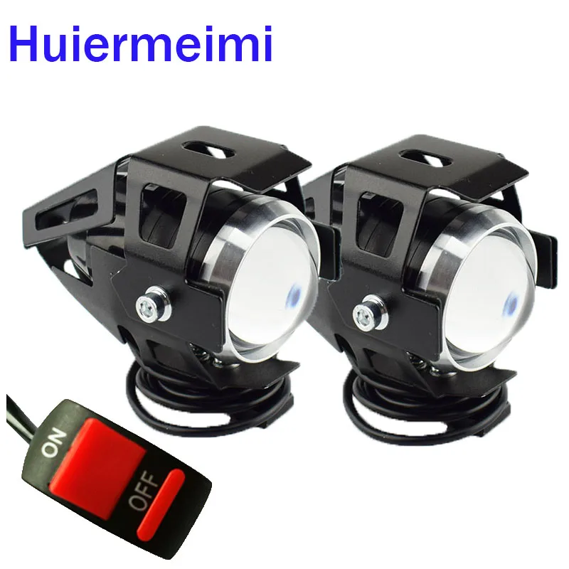 

2pcs Motobike Spotlight Accessories Bright Motorcycle Headlights Led 125W U5 Auxiliary Lamp Moto Driving Fog Spot Head Light