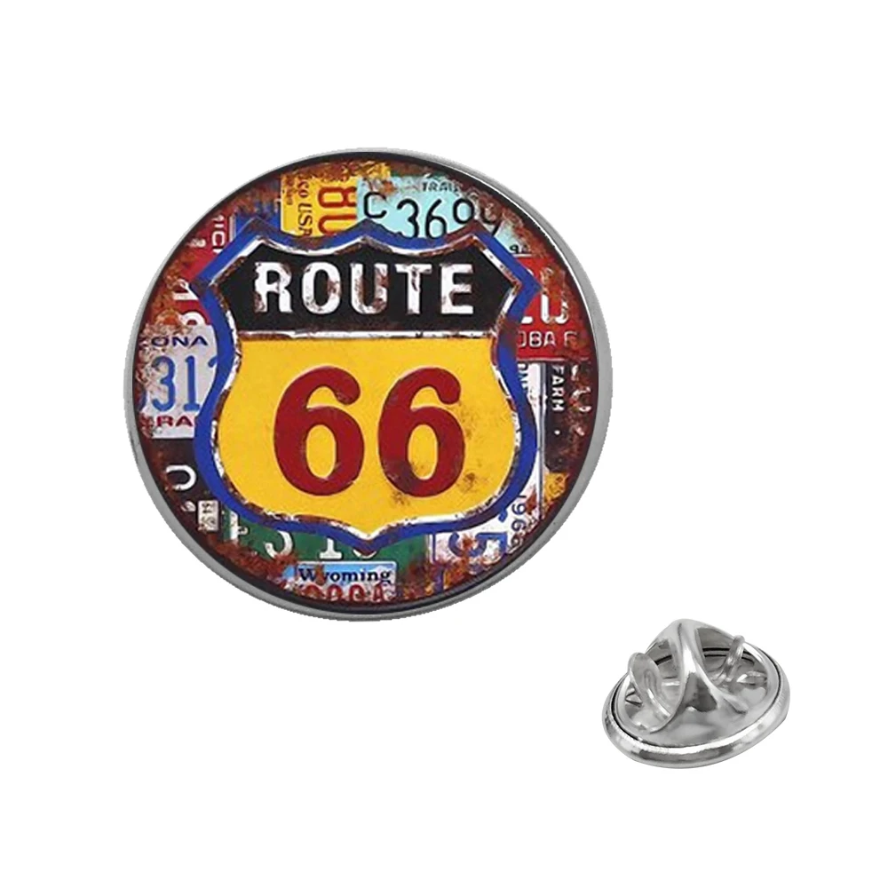 Suteyi Классическая Route 66 знаков булавки модные броши ручной работы со стеклянным