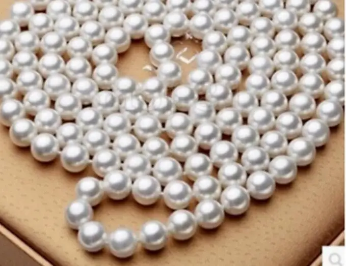 ELEGANT 9-10 MM WHITE ROUND PEARL NECKLACE 50INCH | Украшения и аксессуары