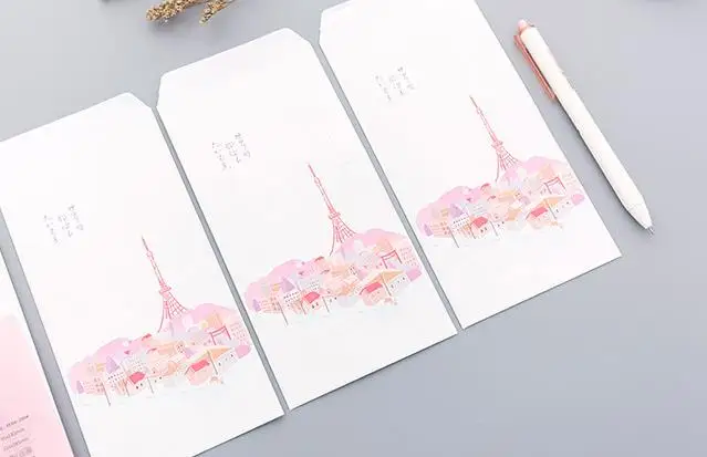 9 шт./упак. Kawaii 3 конверты+ 6 листов буквы Travel World путешествие Бумага конверт комплект с буквенным принтом, канцелярские принадлежности Подарки Поставки