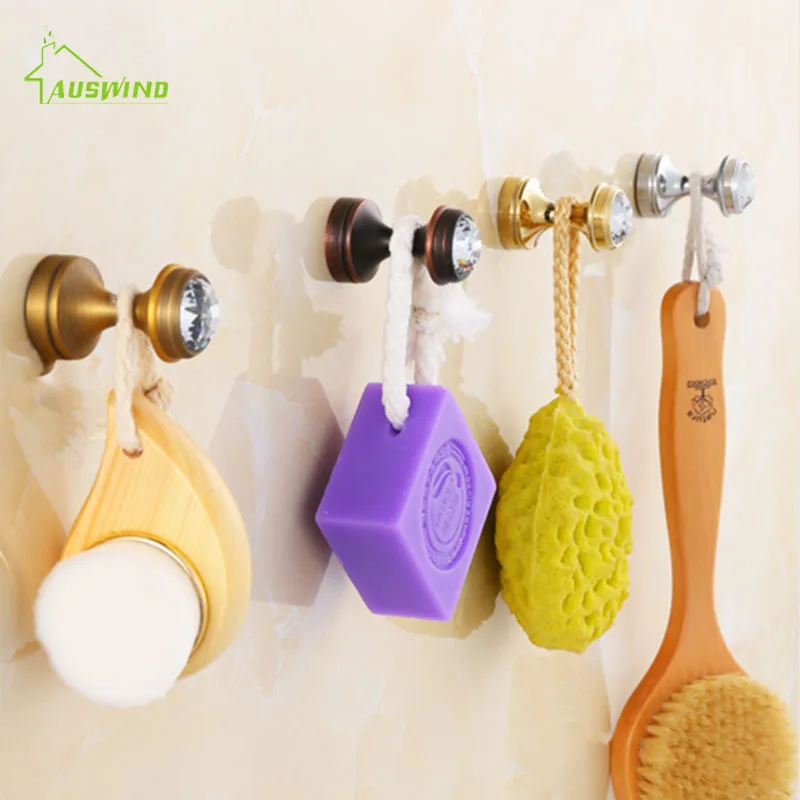 

Antique Bathroom Crystal Solid Brass Coat Hook Wall Type Single Hook Retro For Cloth Hooks Uesed In Bedroom And Front Door
