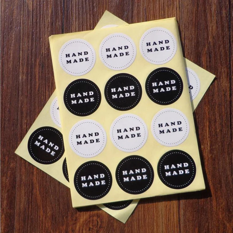 Черно белые круглые уплотнительные наклейки ручной работы упаковка для выпечки