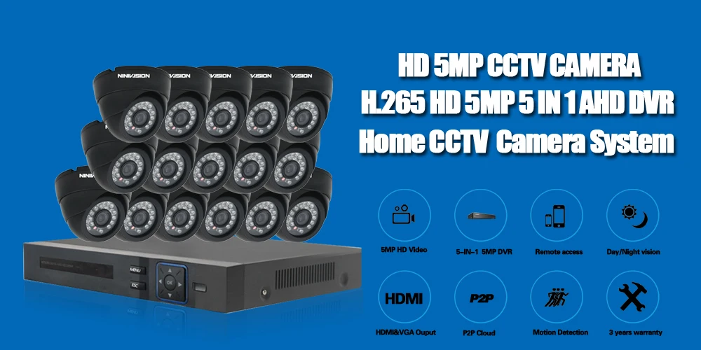 5MP Ultra HD 16CH DVR H.265+ CCTV камера безопасности системы 16 шт. 5MP CCTV системы IR Крытый ночного видения комплект видеонаблюдения